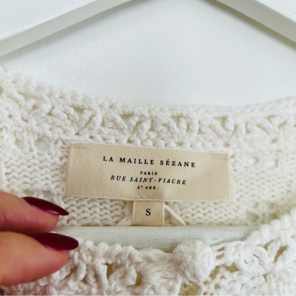 SΓ©zane Gilet Martie Ecru Lace Knit Cardigan Scalloped Button Front Sweater NWT - Picture 4 of 6